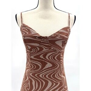 Y2K LA Heart Chocolate Psychedelic Swirl Babydoll Dress Medium Bohemian Concert